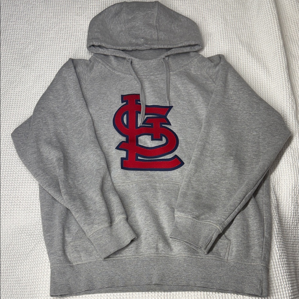 Gray STL - St Louis Cardinals Hoodie with Red & Blue Embroidered Logo - L